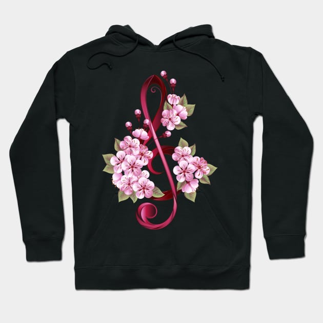 Treble Clef with Sakura Hoodie by Blackmoon9